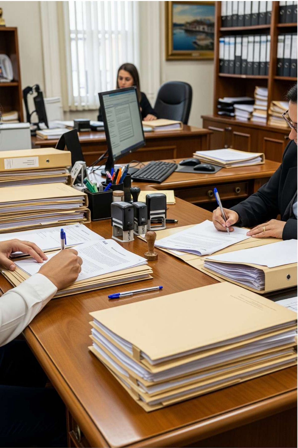 Escritório com documentos e arquivos
